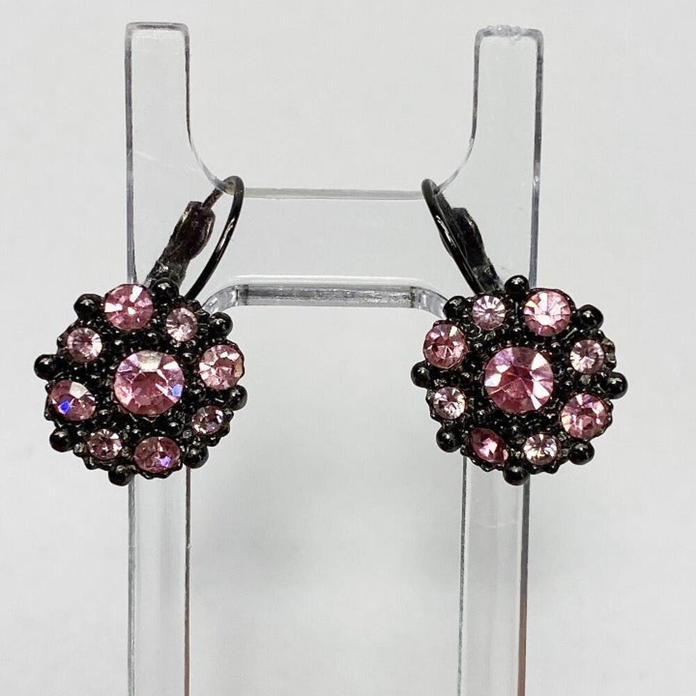 Fashion Short Dangle Pink Rhinestone Earrings